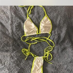 Neon Green and Cream Bikini Set